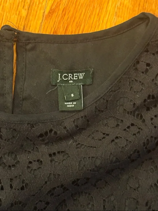 J. Crew Women’s Black Eyelet Lace 3/4 Sleeve Tunic Size 6 - Picture 2 of 6